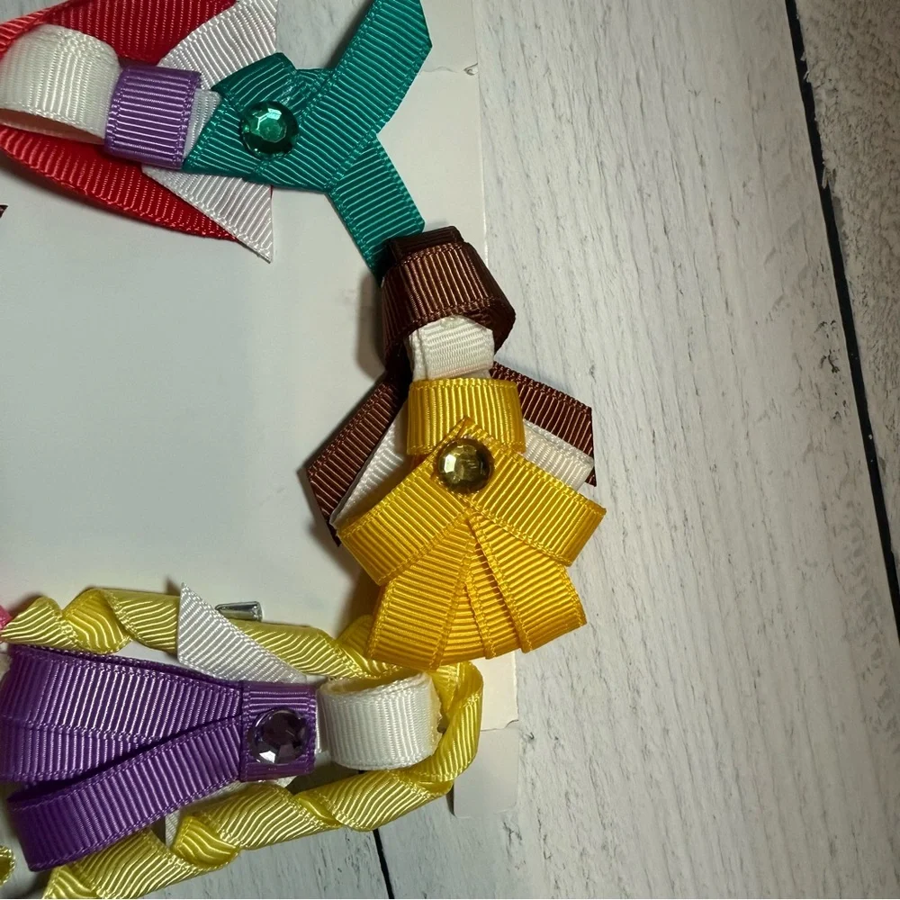 Handmade Disney Princess Hair Bow Set Belle Ariel Tiana Rapunzel Aurora 5pc